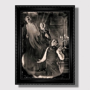 Davenport Brothers Stage Séance – Theatralische Erscheinung, viktorianischer Spiritismus Foto, gotische Wandkunst, paranormaler Vintage-Druck