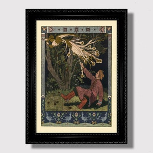 Ivan Tsarevich and the Firebird – Slavic Fairytale Art Print,  Magical Wall Reproduction, Gift for Fantasy and Folk Art Fans