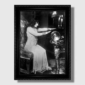 Glamorous Oracle with Crystal Ball - Fortune Teller Occult Photo Print, Dark Victorian Witchy Home Gift, Gothic Prophetess Wall Hanging