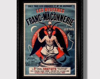 Póster artístico esotérico de Baphomet: Misterios de la masonería, decoración simbólica oculta