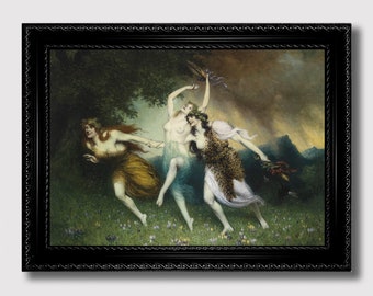 Wild Pagan Nymphs – Powerful Women of the Forest Wall Decor, Dancing Goddesses Art Print