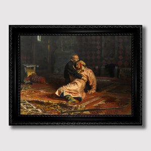 Ivan the Terrible and His Son – Dramatic Classical Art Print, Historical Russian Painting Reproduction, Dark Wall Decor
