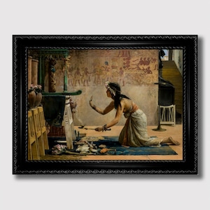 Funeral of the Sacred Cat – Egyptian Priestess Ritual Print, Ancient Egypt Poster, Orientalist Painting Reproduction, Mystical Wall Hanging
