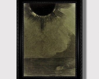 The Drowned by Odilon Redon – Gloomy Symbolist Art Print, Dark Moonlit Wall Illustration