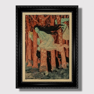 Three Women and Wolves – Magical Feminine Art Print, Dark Fantasy Wall Decor, Witchy Mystical Reproduction