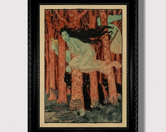 Three Women and Wolves – Magical Feminine Art Print, Dark Fantasy Wall Decor, Witchy Mystical Reproduction
