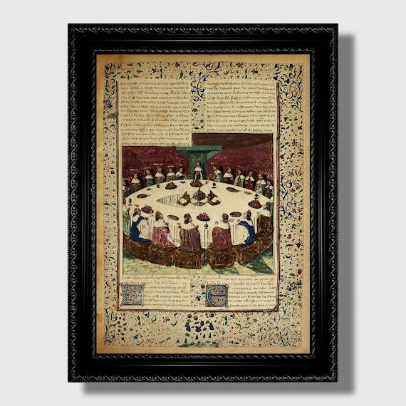 King Arthur's Round Table – Medieval Art Print, Camelot Home Decor, Chivalric Ritual, Pentecost Gathering, Knightly Legend Poster