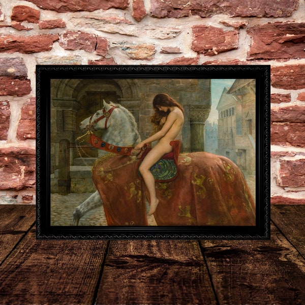 Woman on Horse. Lady Godiva. Medieval Style Art Print.