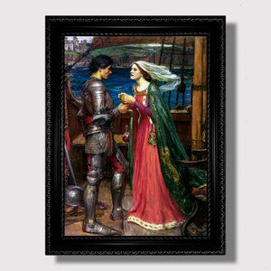 Tristan and Isolde with the Love Potion – Romantic Medieval Art Print, Dark Romance Wall Decoration, Gothic Pre-Raphaelite Wall Hanging