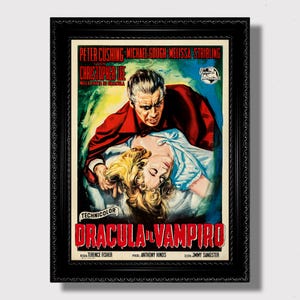 Christopher Lee as Dracula – 1960s Hammer Horror Poster, Gothic Vampire Decor, Classic Cinema Reprint, Haunted House Aesthetic Wall Art