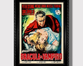 Christopher Lee como Drácula – Póster de Hammer Horror de los años 60, decoración gótica de vampiros, lámina de cine clásico