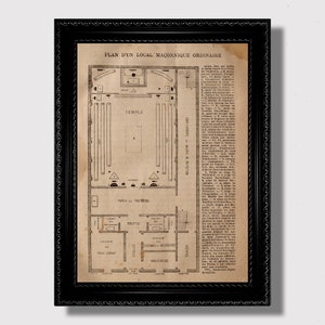 Vintage Masonic Temple Floor Plan – Esoteric Lodge Architecture Print, Occult Wall Art, Freemasonry Gift for Secret Society Enthusiasts