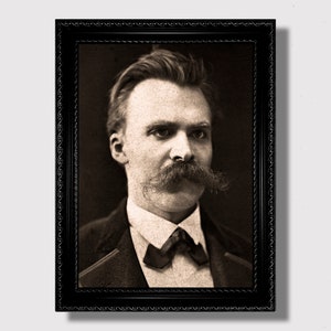 Friedrich Nietzsche Portrait – Dark Academia Wall Art, Existential Home Decor for Lovers of Dark Romanticism, Vintage Philosophy Photo Print
