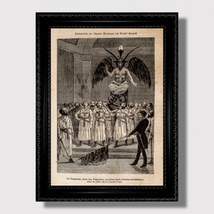 Baphomet Ritual – Templar Worship Illustration, Esoteric Gothic Art Print, Dark Spiritual Poster, Occult Wall Hanging