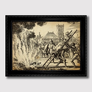 Witch Burning Art Print – Dark Historical Reproduction, Occult Wall Decor, Medieval Execution Scene