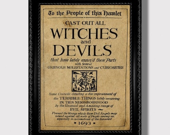 Cast Out All Witches & Devils – Vintage Witch Trial Propaganda Print, Occult History Wall Art