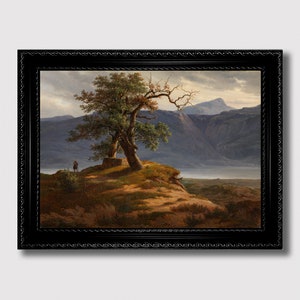 Wanderer in Nordic Mountains – Romantic Norwegian Landscape Art Print, Atmospheric Wall Hanging, Nature Lover Gift,