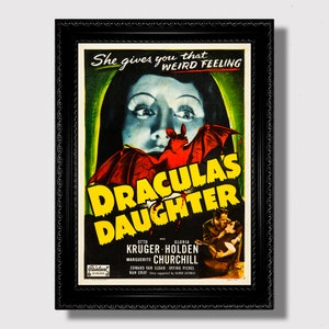 Dracula&#39;s Daughter Vintage Horror Movie Poster: Gothic Dark Academia Wall Art
