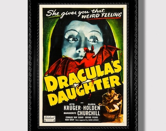 Dracula's Daughter Vintage Horror Movie Poster - Gothic Dark Academia Wall Art Print