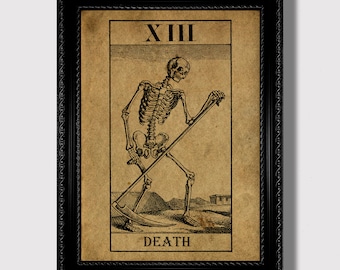 Major Arcana Death Card – Gothic Tarot Print, Dark Esoteric Symbolic Decor, Occult Skeleton Poster