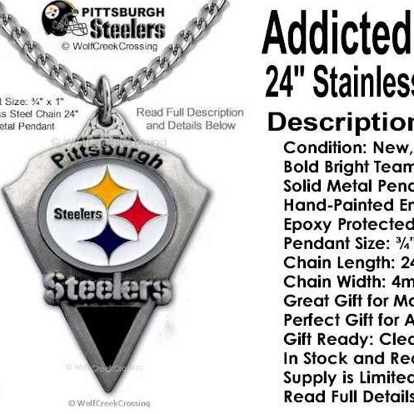 Pittsburgh STEELERS Necklace Stainless Steel Chain - Choose Your Length - Football Pendant Jewelry Sports Collectible NEW! - Free Ship #CA
