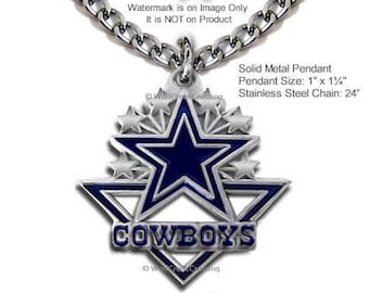 Dallas Cowboys Necklace Stainless Steel Chain - Choose Your Length - Sports Football Pendant Gift for Male or Female Free Ship #CA