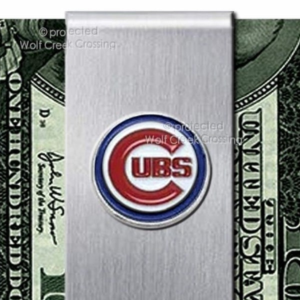 Chicago Cubs Stainless Steel Money Clip Solid Metal Logo Baseball World Series - Gift for Dad, Son, Brother Cubbies Play Ball Free Ship NEW!