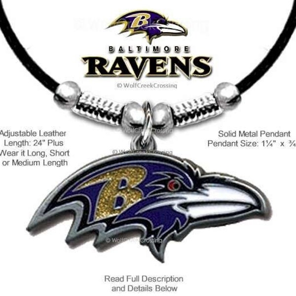 Baltimore RAVENS Necklace Adjustable 24" Plus - NFL Football Sports Gift Son, Daughter, Dad, Mom, Sister, Friend Jewelry New! - FREE Ship #B