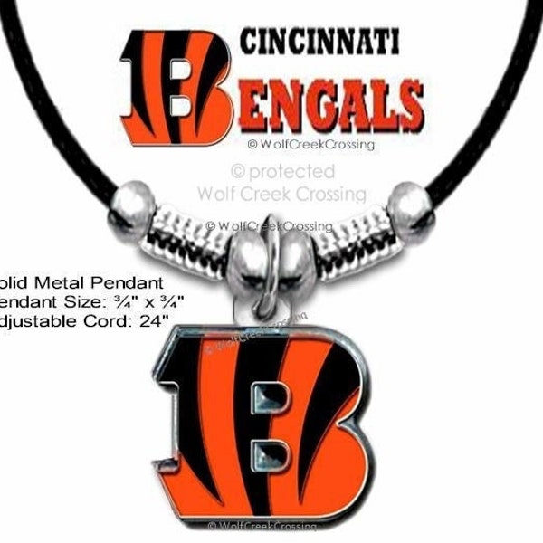 NEW! Cincinnati BENGALS Necklace - 24" Adjustable - Football Sports Pendant Jewelry - Bengal Tigers Growl - Free Shipping! #BL