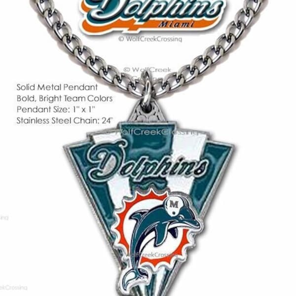 NEW Miami DOLPHINS Necklace Stainless Steel Chain Football Sports NICE Gift for Dad, Brother, Son, Sis, Female Jewelry Pendant - Free Ship