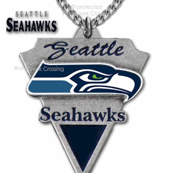 Seattle SEAHAWKS Necklace - 24" Stainless Steel Chain - Football Team Sports Collectible Jewelry - Free Shipping - NEW!