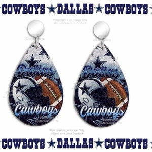 DALLAS COWBOYS Football Earrings Sports Jewelry Stainless-Steel Studs with Surgical Steel Posts Teardrop Style Game Day Ear Gear - FREE Ship
