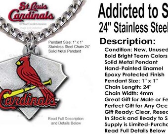 St Louis Cardinals Necklace Stainless Steel Chain Choose 