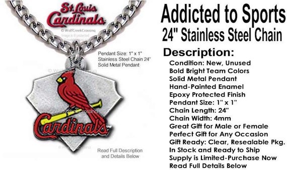 St Louis Cardinals Necklace Stainless Steel Chain Choose -  Norway