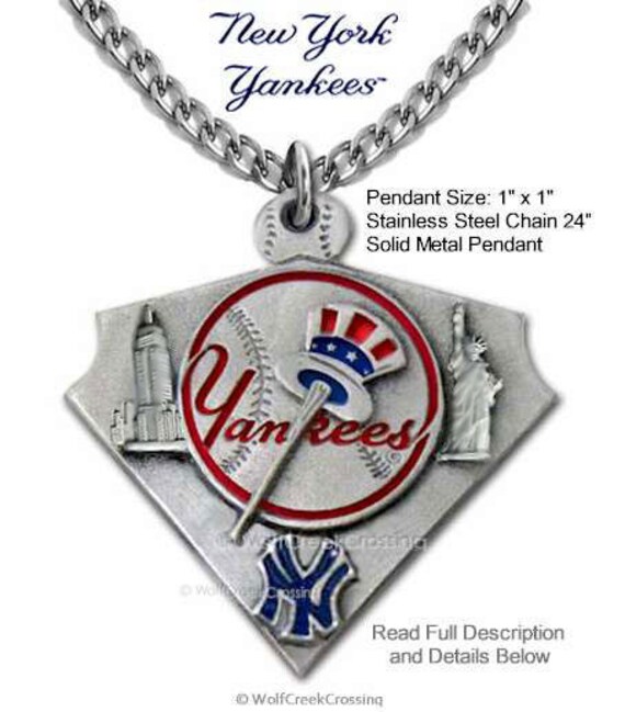 New York Yankees Necklace 24 Stainless Steel Chain MLB Etsy
