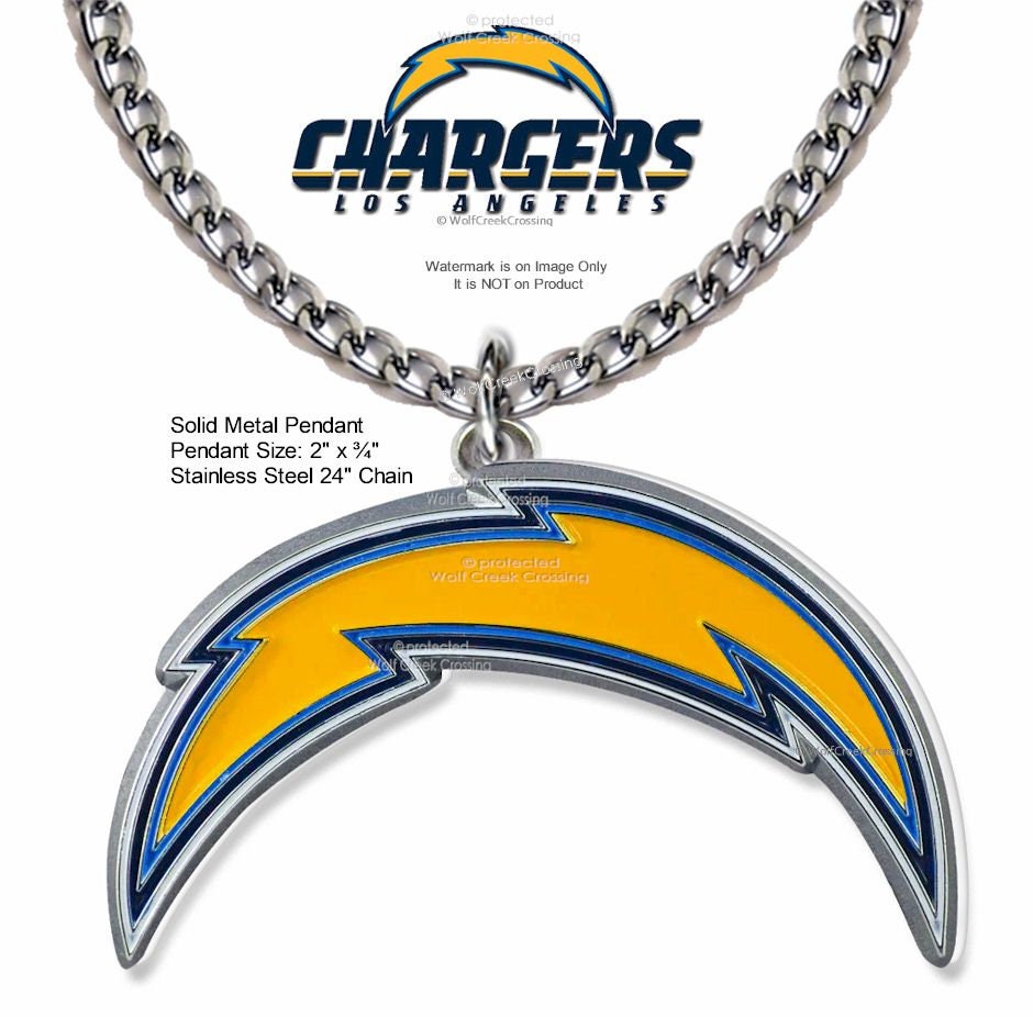 Devastating Designs Los Angeles Chargers 20 Fan Necklace 925 Sterling Silver Mens Womens 