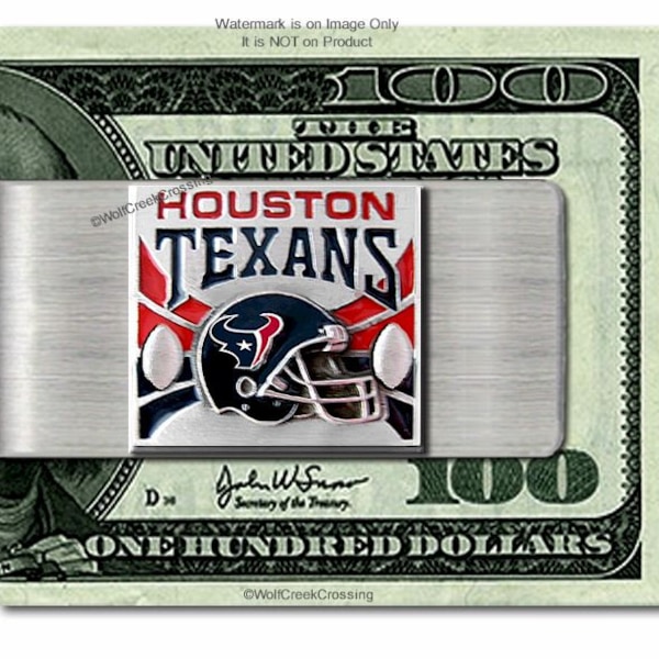 Houston TEXANS Stainless Steel Money Clip Football Team Sports Logo Collectible Fan Card Wallet TORO Wad Jewelry Nice NEW Gift Free Ship #F