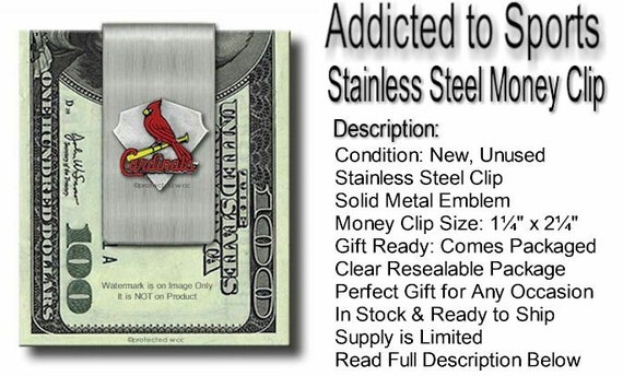 St Louis Cardinals Stainless Steel Money Clip NICE Solid 