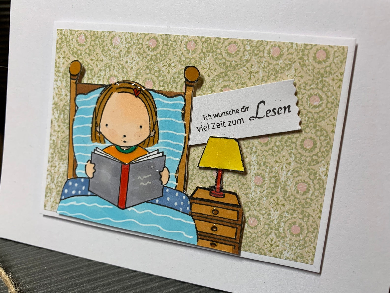 Karte Buch Lesen im Bett Mädchen liest im Bett einfach - Etsy Italia