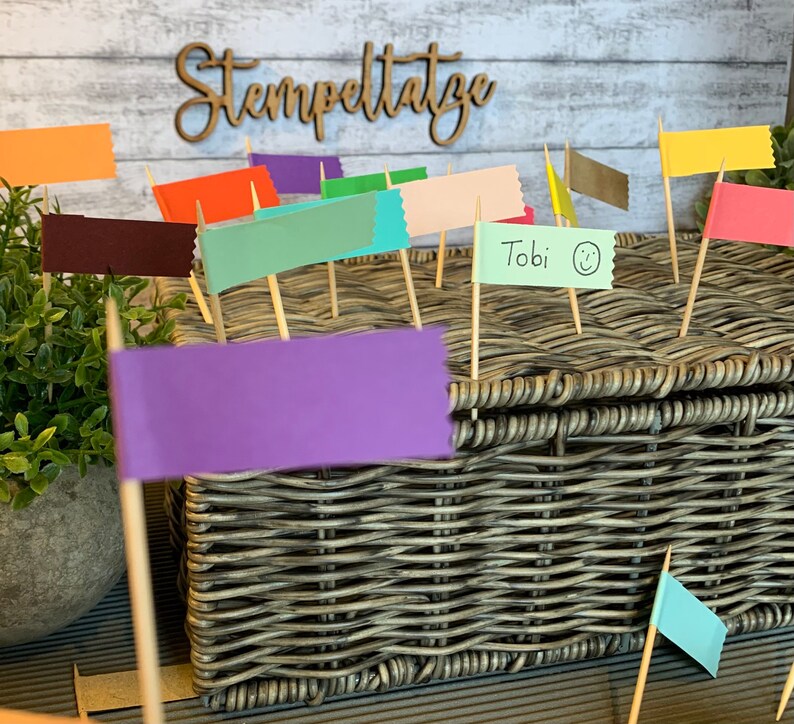 Zonoori 100 Stück Buffet Schilder Fähnchen - Beschriftbare Etiketten Für Kuchen & Party Food