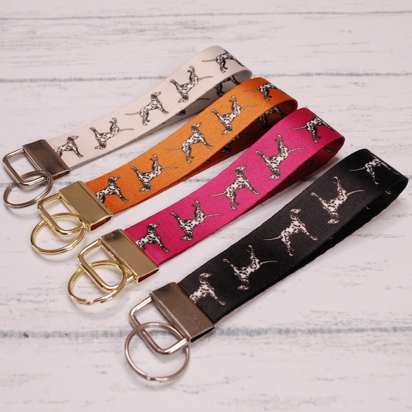 Dalmatian design keyring, Handmade Wristlet Keychain, Dalmatian dog keychain wristlet