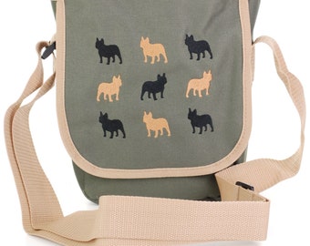 French Bulldog bag, dog walking bag, dog walk treat bag, bag for dog walks, French Bulldog embroidered bag