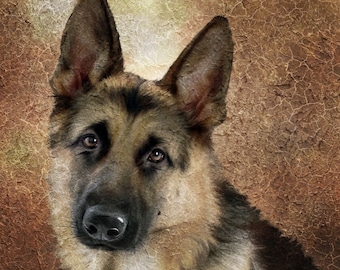German Shepherd card, GSD dog card blank inside, German Shpeherd birthday card