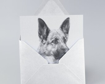 German Shepherd card, GSD dog card blank inside