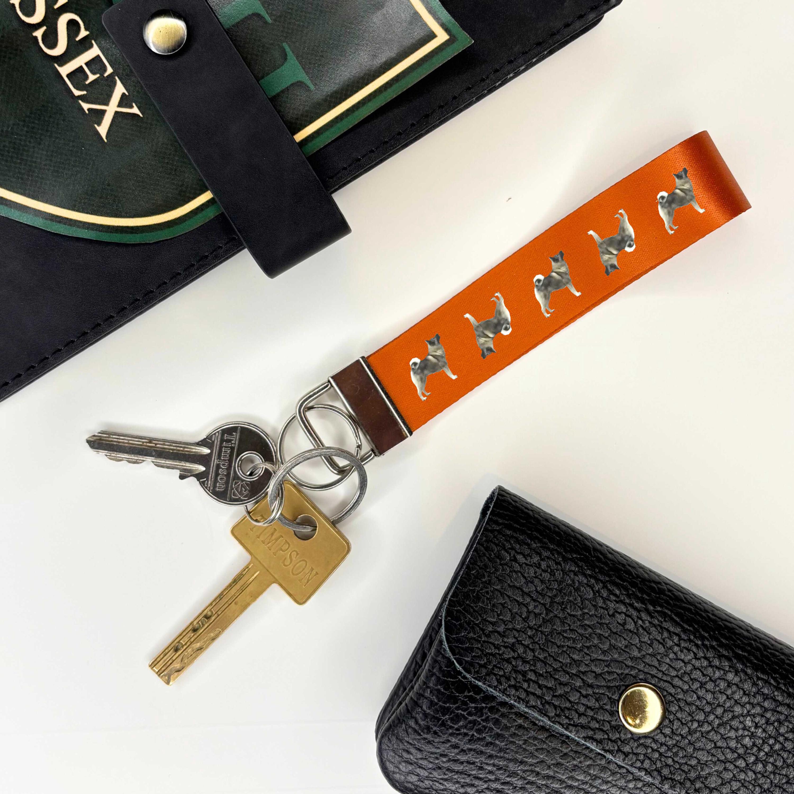 VanEnjoy Full Grain Leather Wristlet Strap With 2 Locks – 13\" Coffee-Silver Keychain Strap For Bags - View #6