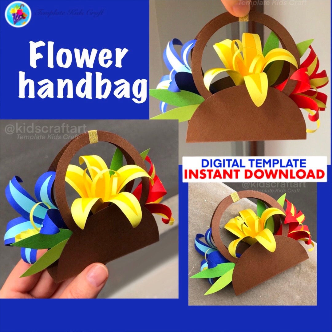 Printable mothers day flower craft for kids greeting card for etsy