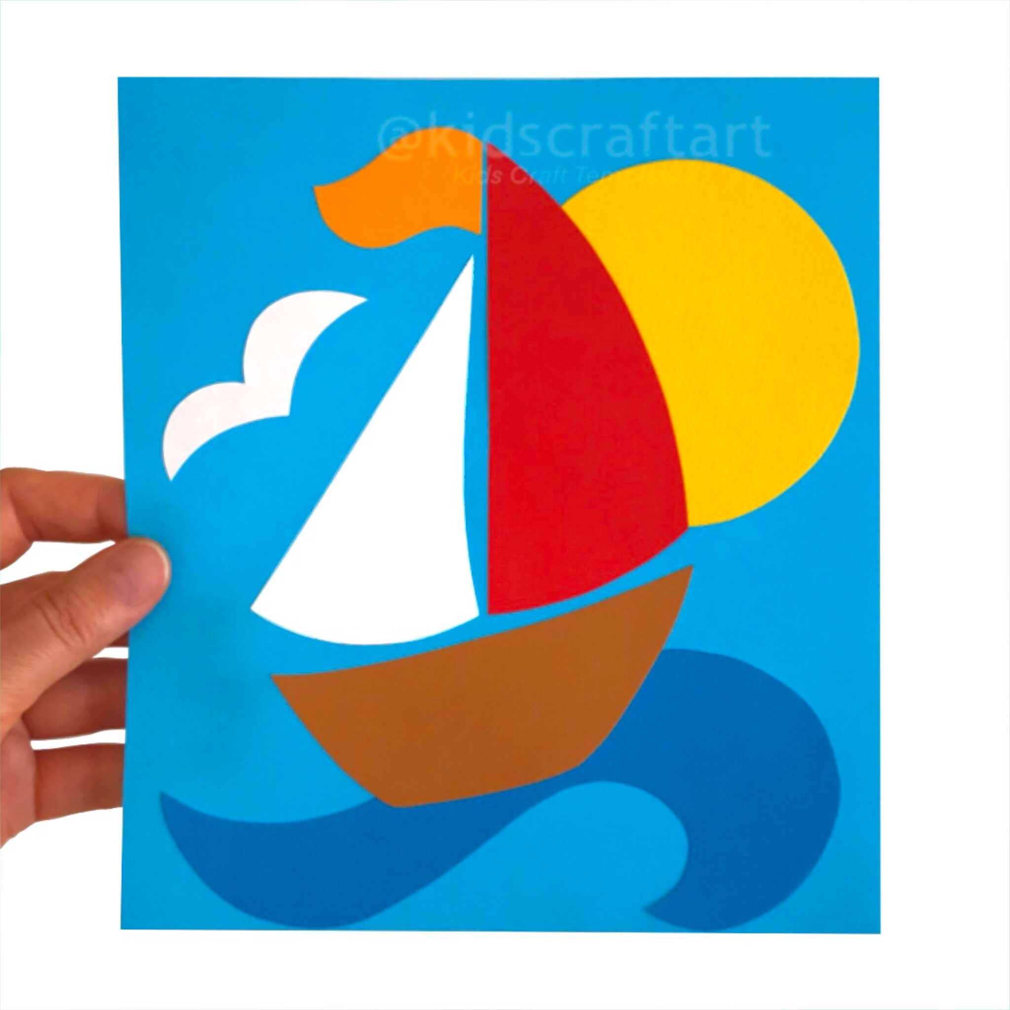 Craft Printable Summer Sail Boat Craft for Kids 2D Shape