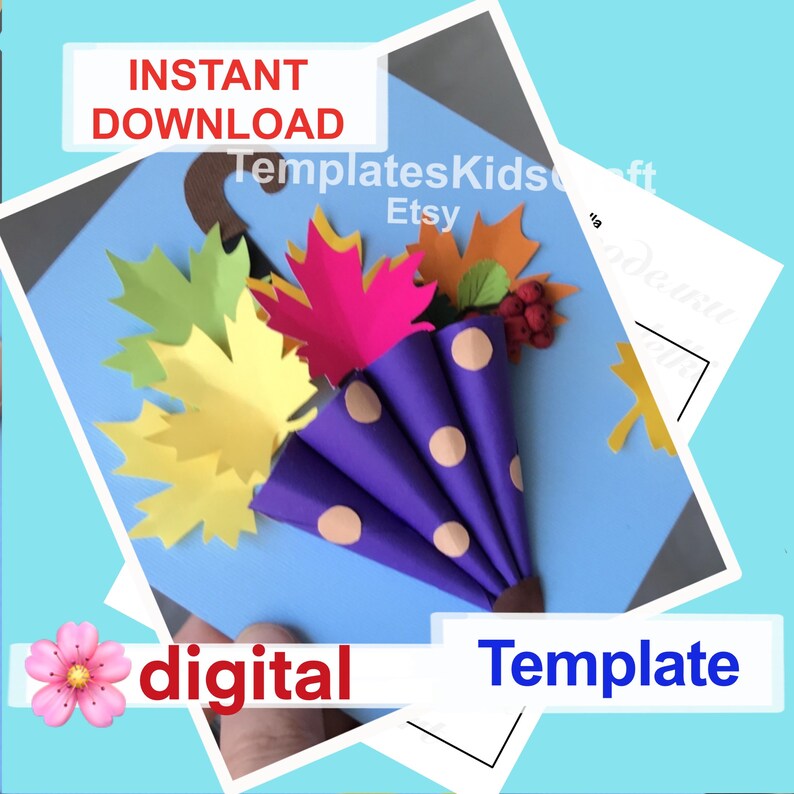 3D Paper Craft Fall Umbrella Template Kids Craft image 0