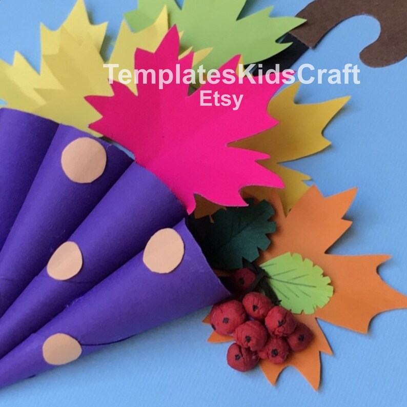 3D Paper Craft Fall Umbrella Template Kids Craft image 2
