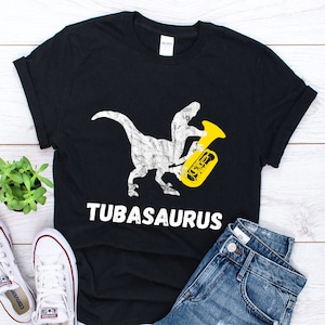 Tuba Shirt, Funny Dinosaur Shirt, Tubaist Gift, Funny Tuba Gift, Instrument Musician Shirt, Tuba Player Shirt, Dino T-Rex Gift, Unisex Shirt